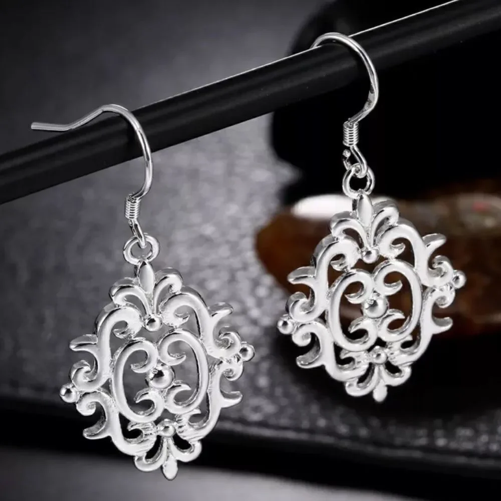 The Lacey Tibetan Silver drop abstract earrings
